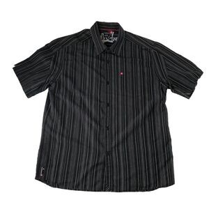 Quiksilver Mens Black Striped Button Down Shirt Pocket Tag Size XL